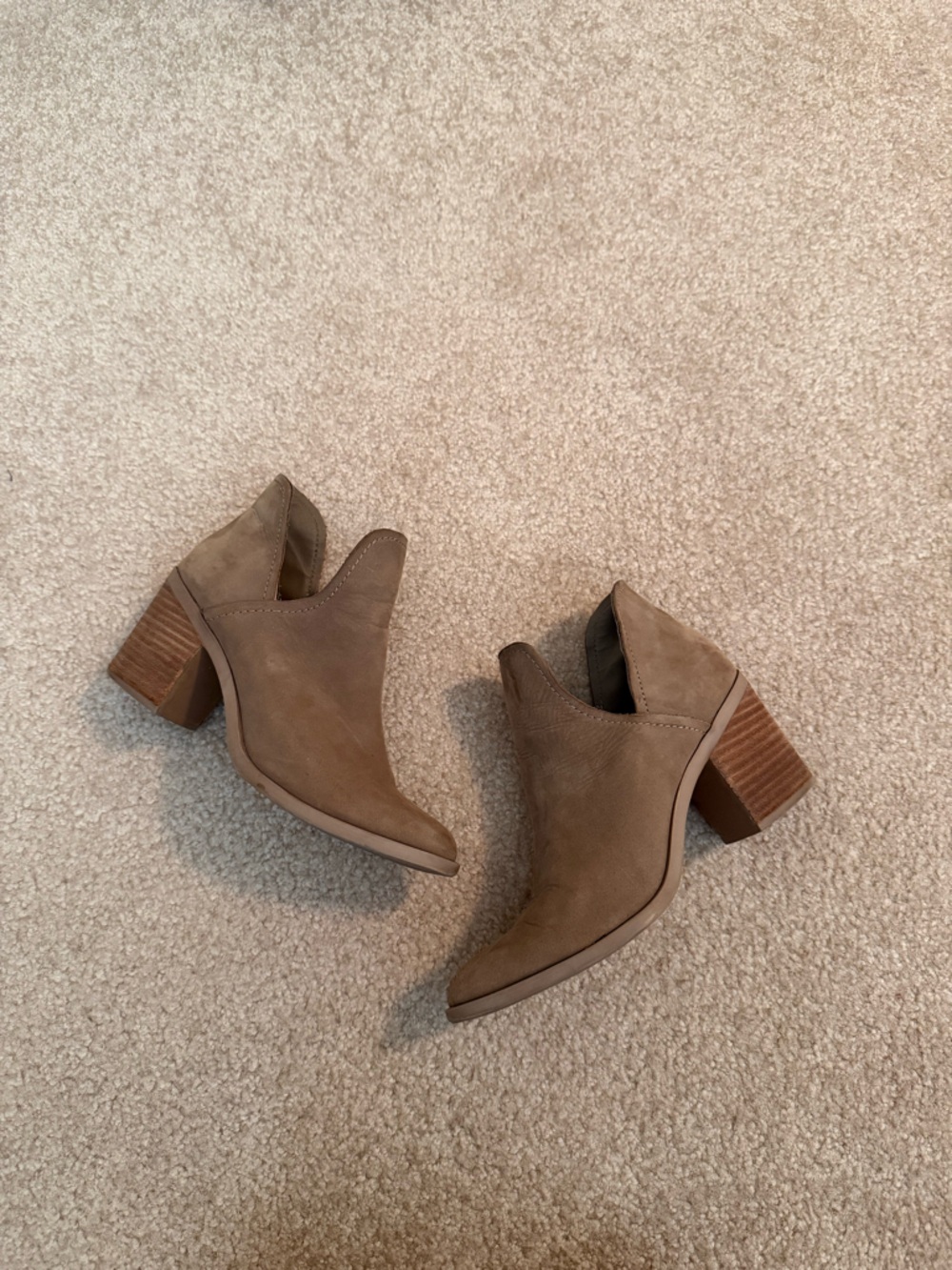 Steve Madden Petra Taupe Slip-On Ankle Booties with Block Heel